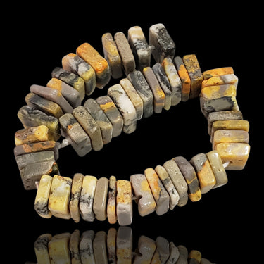 Natural Bumble Bee Jasper/Eclipse Stone Heishi Square Choki Bead Strand